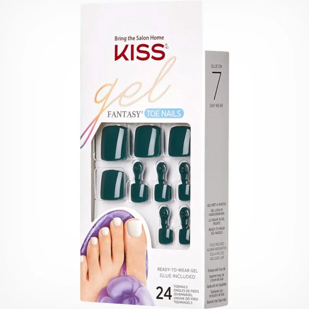 Kiss Gel Fantasy Toenails Pedicure Kit - Forest (Solid Green)